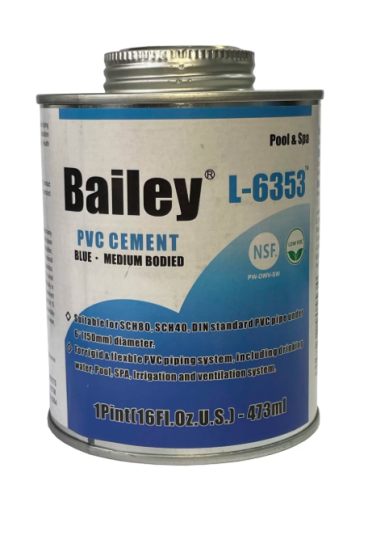 Клей Bailey PVC 6353 blue (473ml) для трубы и шланга до 200мм и питьевой воды