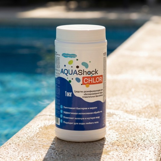 Средство для бассейнов AQUAShock Chlor, гранулы, ведро 1кг