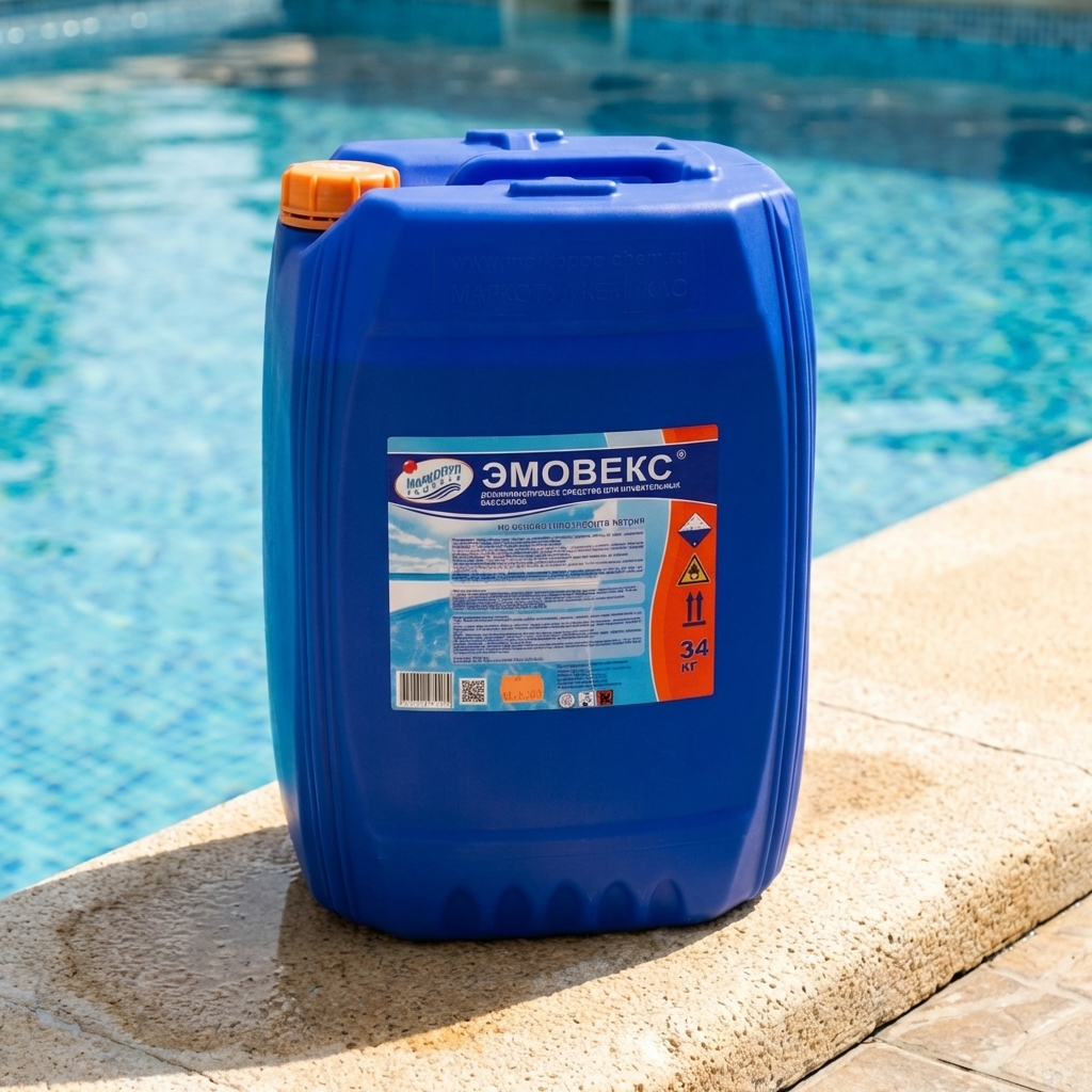 ЭМОВЕКС, 34кг (30л) жидкий хлор для дезинфекции воды (водный раствор гипохлорита натрия)